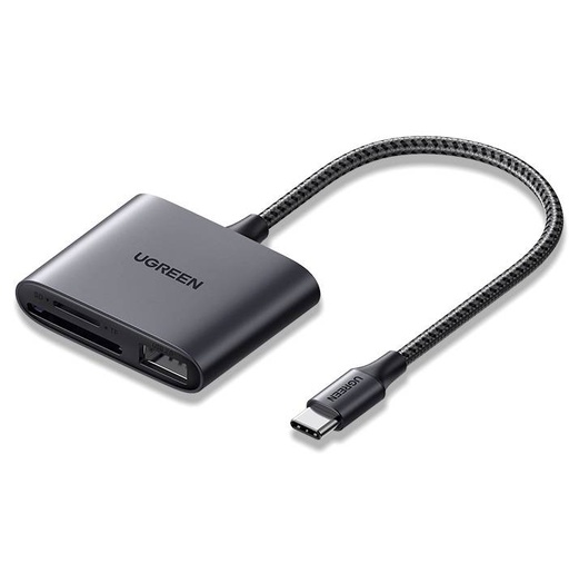 [029246] USB-C čitač kartica + USB, UGREEN CM387 (crni)