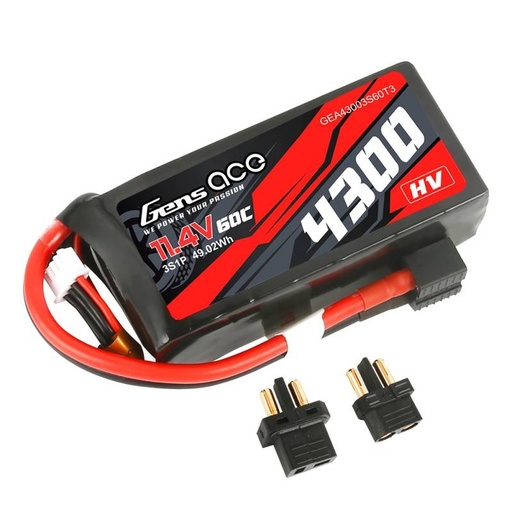 [029806] Baterija Gens Ace 4300mAh 11.4V 60C 3S1P z XT60/T-Plug