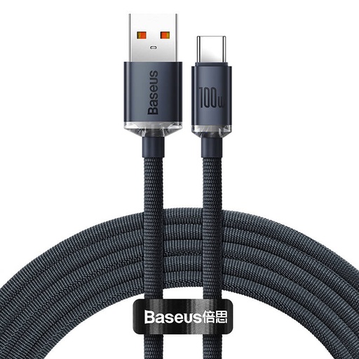 [030614] Baseus Crystal Shine kabel USB na USB-C, 100W, 1,2m (crni) (paket od 5 komada)