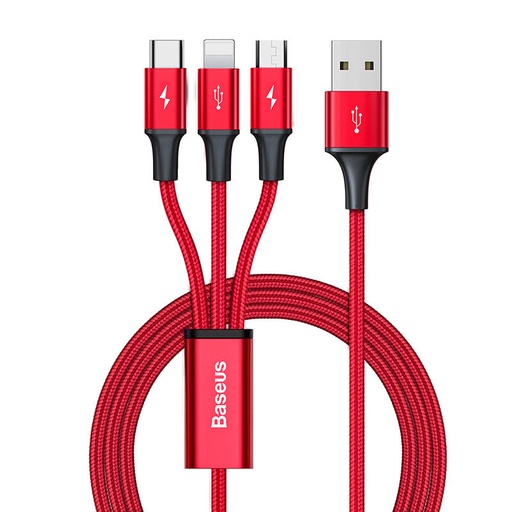 [031240] Baseus Rapid Series 3-u-1 kabel USB-C za M+L+T 1,2 m (crveni)