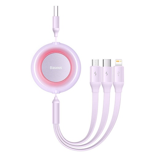 [035049] Baseus Bright Mirror 2, 3-u-1 USB 3-u-1 kabel za mikro USB / USB-C / Lightning 3,5 A 1,1 m (ljubičasti)