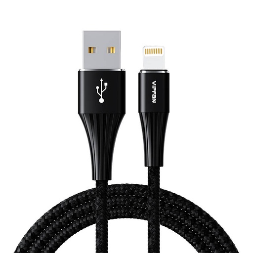 [036904] USB na Lightning kabel Vipfan A01, 3A, 1.2m, pleten (crni).