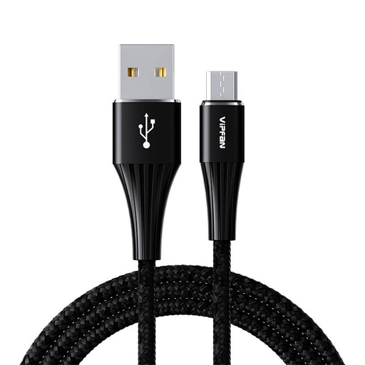 [036903] USB na Micro USB kabel Vipfan A01, 3A, 1.2m, pleten (crni)