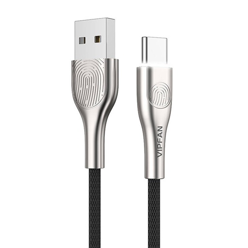 [036890] USB na USB-C kabel Vipfan Fingerprint Touch Z04, 3A, 1.2m (crni)