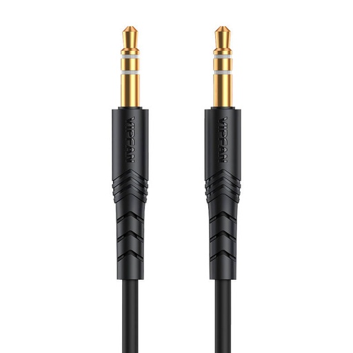 [036869] Mini jack 3.5mm AUX kabel Vipfan L04 1m, pozlaćen (crni)