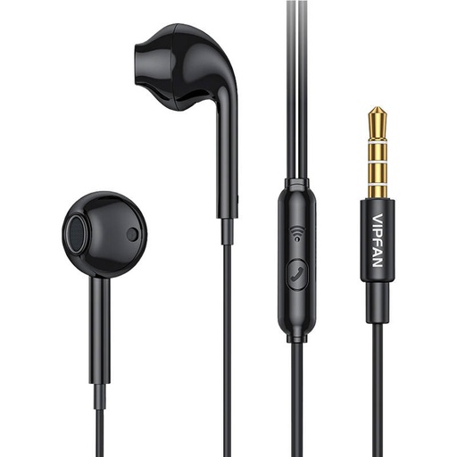 [036856] Žičane in-ear slušalice Vipfan M15, 3.5mm jack, 1m (crne)