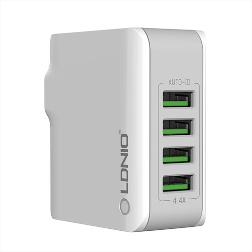 [038537] Zidni punjač LDNIO 4403, 4x USB, 22W (bijeli)