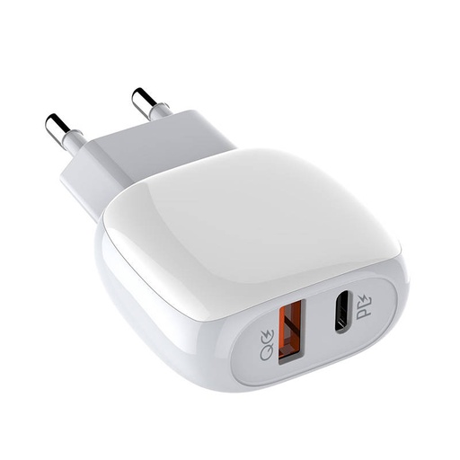 [038553] Zidni punjač LDNIO A2313C, USB + USB-C, PD + QC 3.0, 20W (bijeli)