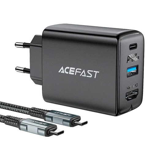 [039321] Zidni punjač Acefast A17, 65W GaN + kabel USB-C (crni)