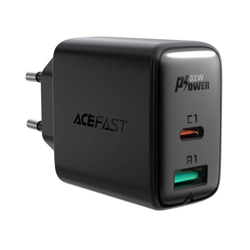 [039324] Zidni punjač Acefast A5 PD32W, USB + USB-C (crni)