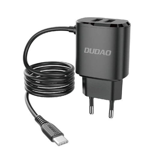 [039467] Zidni punjač Dudao A2Pro 2x USB s USB-C kabelom (crni)