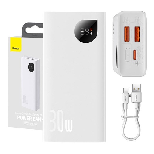 [034550] Powerbank Baseus Adaman2 10000mAh, 2xUSB, USB-C, 30W (bijeli)