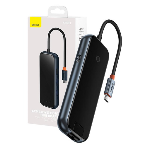 [038285] Hub 5u1 Baseus AcmeJoy serija USB-C na 2xUSB 3.0 + USB 2.0 + USB-C PD + RJ45 (tamno sivi)