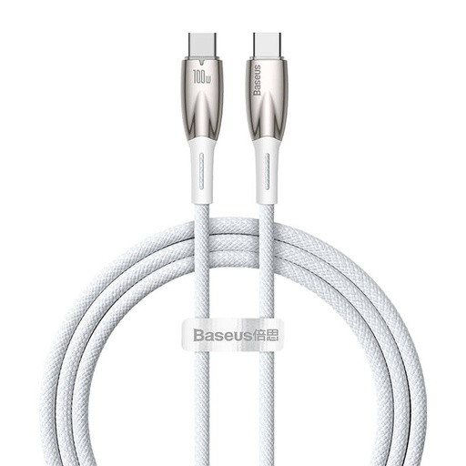 [039882] USB-C kabel za USB-C Baseus Glimmer Series, 100 W, 1 m (bijeli) (paket od 5 komada)