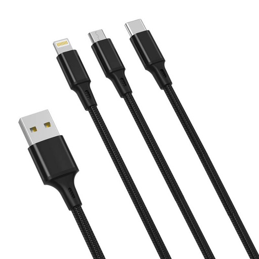 [040612] 3u1 kabel XO USB-C / Lightning / Micro 2.4A, 1,2m (crni)