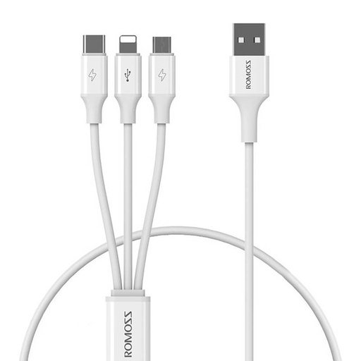 [040755] USB kabel Romoss CB251V 3u1 USB-C / Lightning / Micro 3.5A 1.2m (bijeli)