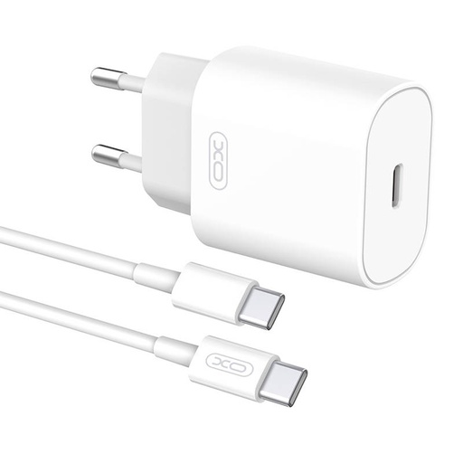 [041456] Zidni punjač s + USB-C kabelom XO L91EU 25W (bijeli)