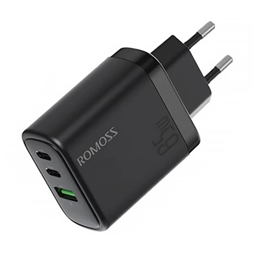 [041389] Zidni punjač Romoss AC65H, 2x USB-C + USB, 65W (crni)