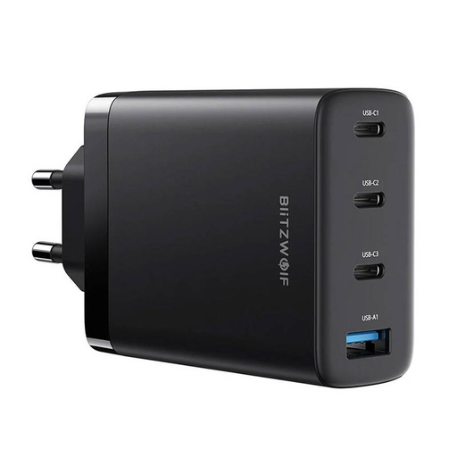 [040793] Zidni punjač Blitzwolf BW-S23, 3x USB-C, USB-A, GaN, 100W (crni)