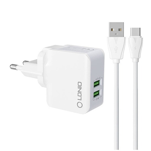 [042571] Zidni punjač LDNIO A2203 2USB + USB-C kabel