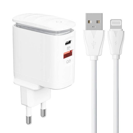 [042729] Zidni punjač LDNIO A2423C USB, USB-C + Lightning kabel