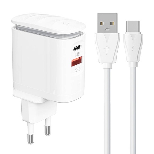 [042731] Zidni punjač LDNIO A2423C USB, USB-C + USB-C kabel