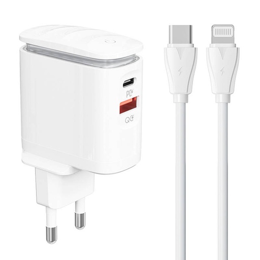 [042732] Zidni punjač LDNIO A2423C USB, USB-C + USB-C - Lightning kabel