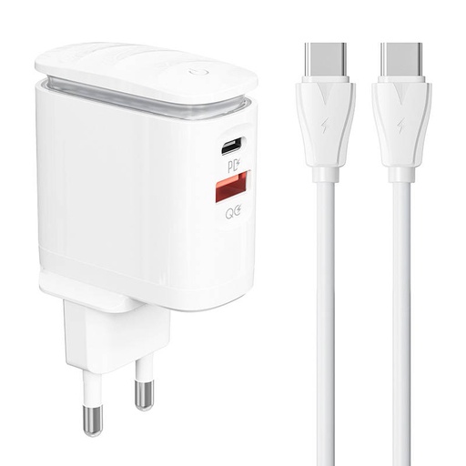 [042733] Zidni punjač LDNIO A2423C USB, USB-C + USB-C - USB-C kabel