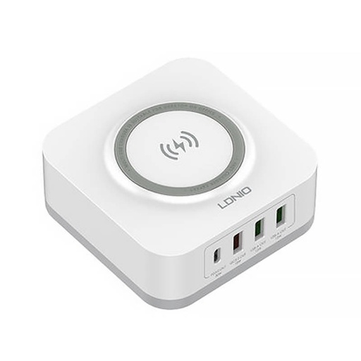 [042500] Bežični indukcijski punjač LDNIO AW004, 3x USB + USB-C, 32W (bijeli)