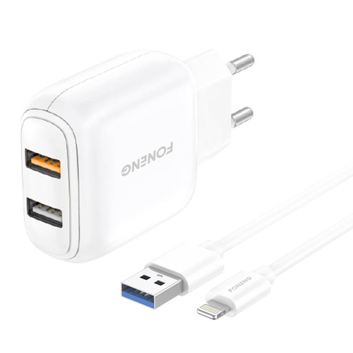 [045511] Brzi punjač Foneng 2x USB EU36 + USB Lightning kabel