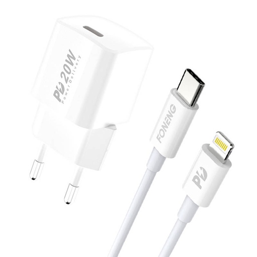 [045583] Brzi punjač Foneng 1x USB EU38 + USB Lightning kabel