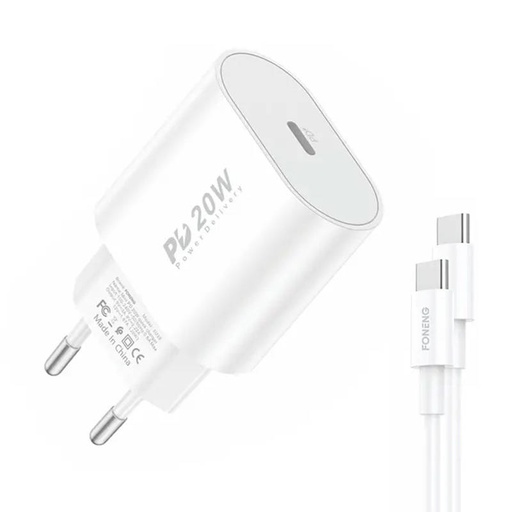 [045587] Brzi punjač Foneng 1x USB EU39 + USB Type C kabel