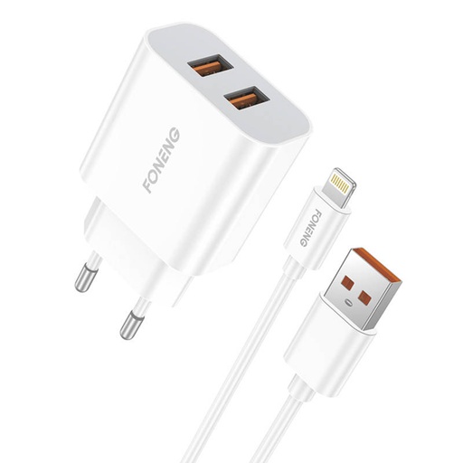 [045513] Brzi punjač Foneng 2x USB EU45 + USB Lightning kabel