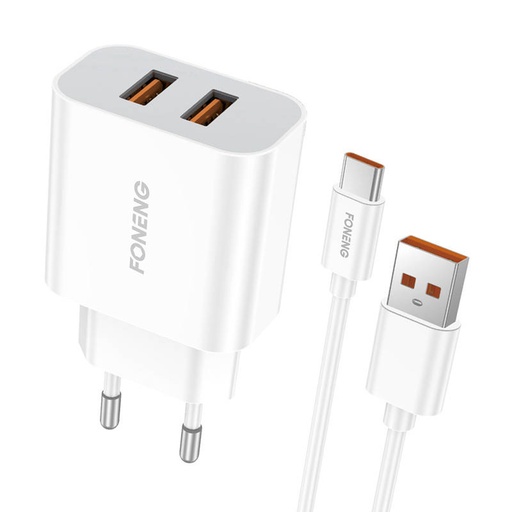 [045515] Brzi punjač Foneng 2x USB EU45 + USB Type C kabel