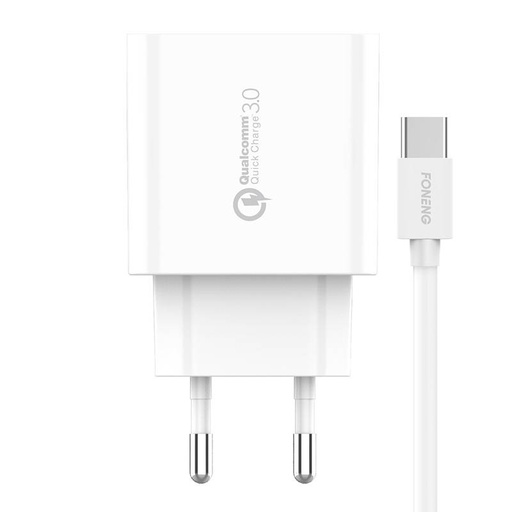 [045492] Brzi punjač Foneng 1x USB EU46 QC 3.0+ USB Type C kabel