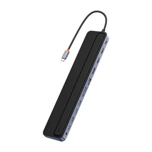 [044442] Hub 12w1 Baseus EliteJoy Gen2 serija USB-C do 2xHDMI+ 3xUSB 3.0+ PD+ DP+ SD/TF+ RJ45+Type-C+ 3,5 mm (tamno siva)