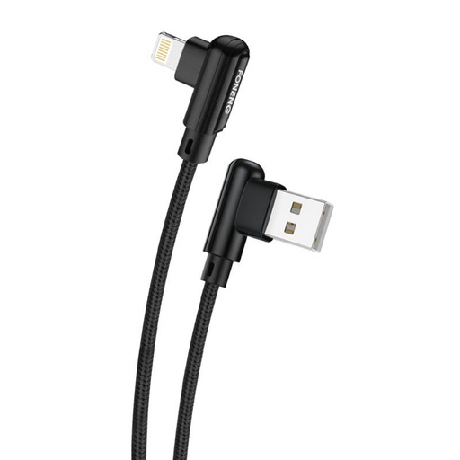 [045629] Kutni USB kabel za Lightning Foneng X70, 3A, 1m (crni)