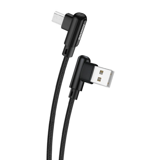 [045627] Foneng X70 kutni USB na mikro USB kabel, 3 A, 1 m (crni)