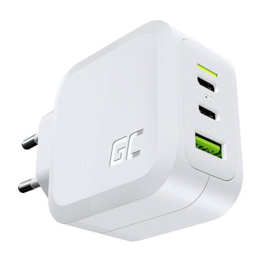 [048425] Punjač Green Cell GC PowerGaN 65W (2x USB-C Power Delivery, 1x USB-A kompatibilan s Quick Charge 3.0) (bijeli)