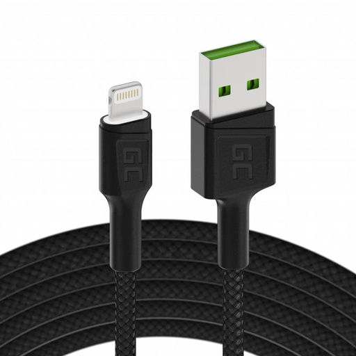 [048454] Kabel USB Lightning Green Cell GC Ray, 200cm, za iPhone, iPad, iPod, bijeli LED, brzo punjenje